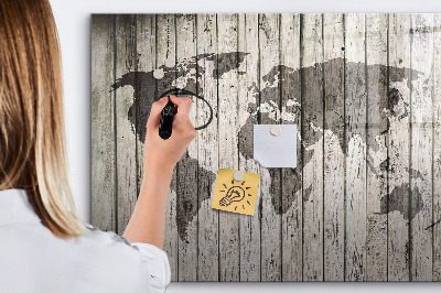 Lavagna magnetica con pennarelli Mappa del mondo con spazio per le foto