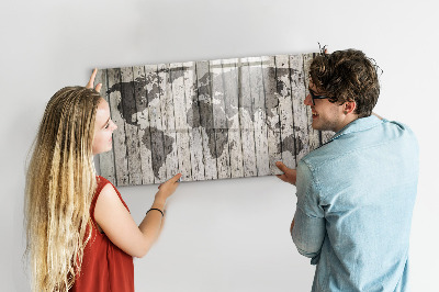 Lavagna magnetica con pennarelli Mappa del mondo con spazio per le foto