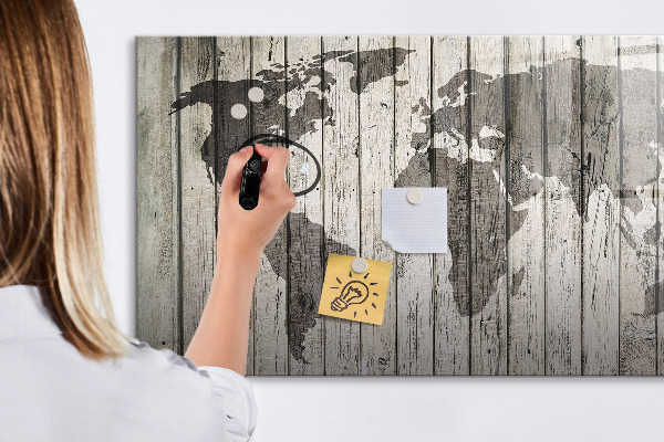 Lavagna magnetica con pennarelli Mappa del mondo con spazio per le foto