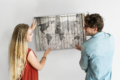 Lavagna magnetica con pennarelli Mappa del mondo con spazio per le foto