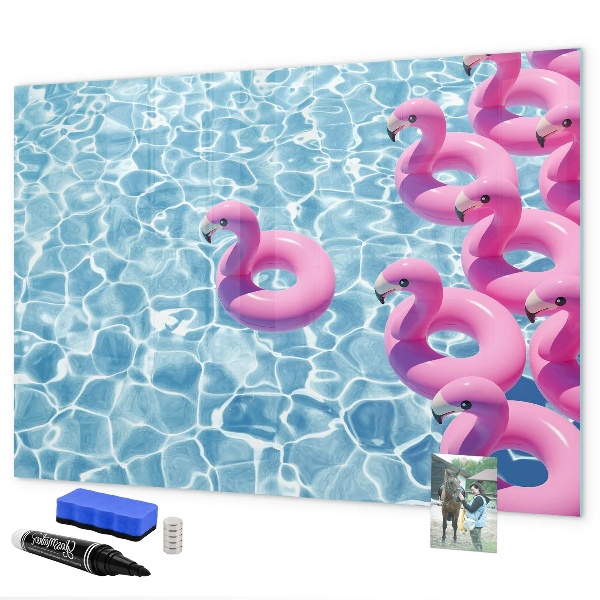 Lavagna magnetica con pennarelli Momenti di gioia in riva all'acqua in compagnia dei fenicotteri.