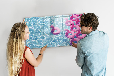 Lavagna magnetica con pennarelli Momenti di gioia in riva all'acqua in compagnia dei fenicotteri.