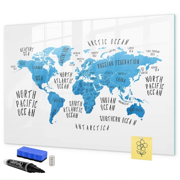 Lavagna magnetica scrivibile Mappa del mondo per la personalizzazione delle foto