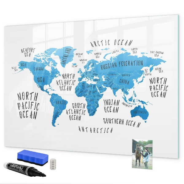 Lavagna magnetica scrivibile Mappa del mondo per la personalizzazione delle foto