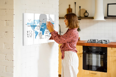 Lavagna magnetica scrivibile Mappa del mondo per la personalizzazione delle foto