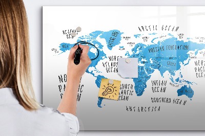 Lavagna magnetica scrivibile Mappa del mondo per la personalizzazione delle foto