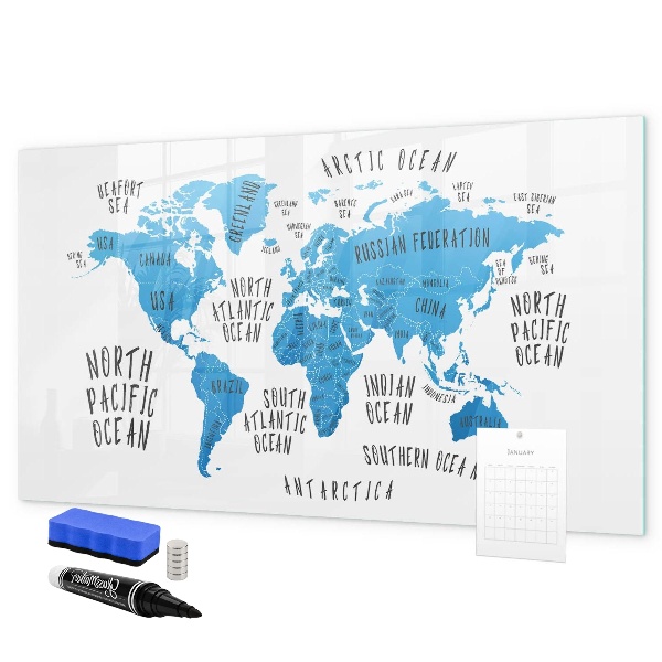Lavagna magnetica scrivibile Mappa del mondo per la personalizzazione delle foto