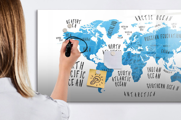 Lavagna magnetica scrivibile Mappa del mondo per la personalizzazione delle foto