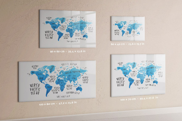 Lavagna magnetica scrivibile Mappa del mondo per la personalizzazione delle foto