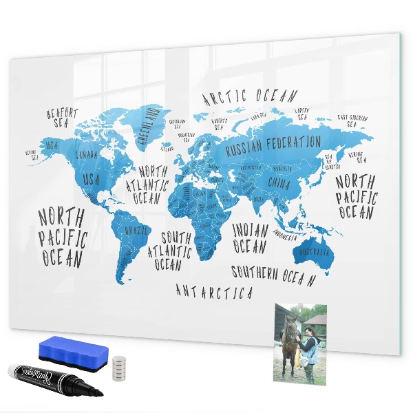Lavagna magnetica scrivibile Mappa del mondo per la personalizzazione delle foto