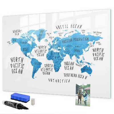 Lavagna magnetica scrivibile Mappa del mondo per la personalizzazione delle foto