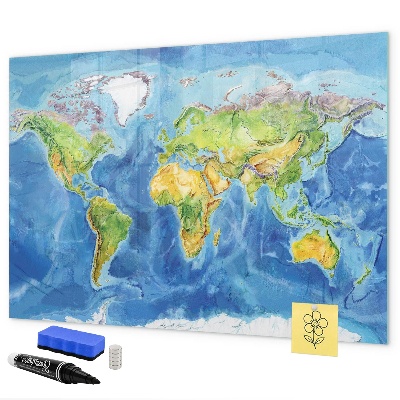 Lavagna magnetica con pennarelli Mappa del mondo con indicazione delle posizioni delle foto