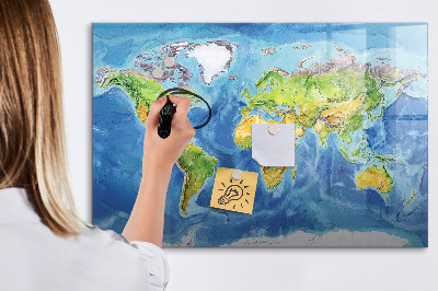 Lavagna magnetica con pennarelli Mappa del mondo con indicazione delle posizioni delle foto