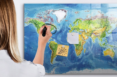 Lavagna magnetica con pennarelli Mappa del mondo con indicazione delle posizioni delle foto