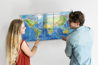 Lavagna magnetica con pennarelli Mappa del mondo con indicazione delle posizioni delle foto