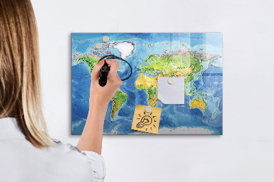 Lavagna magnetica con pennarelli Mappa del mondo con indicazione delle posizioni delle foto