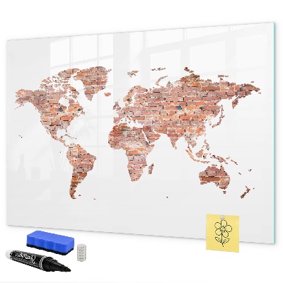 Lavagna magnetica scrivibile Mappa del mondo con foto e note