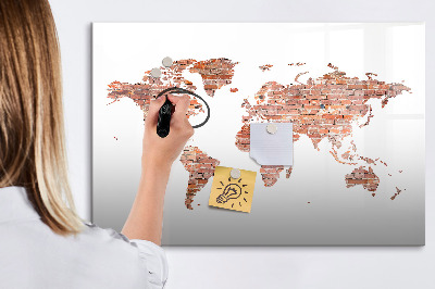Lavagna magnetica scrivibile Mappa del mondo con foto e note