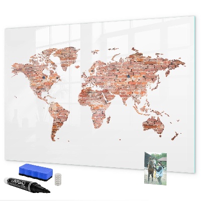 Lavagna magnetica scrivibile Mappa del mondo con foto e note