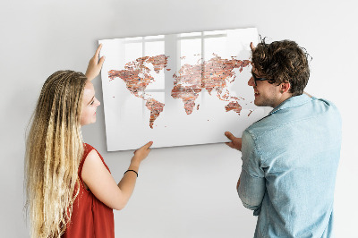 Lavagna magnetica scrivibile Mappa del mondo con foto e note
