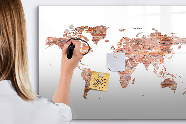 Lavagna magnetica scrivibile Mappa del mondo con foto e note