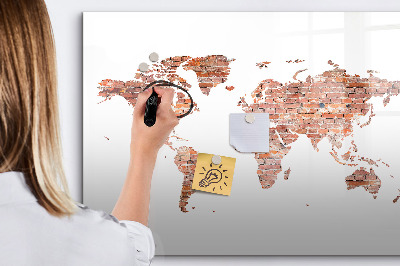 Lavagna magnetica scrivibile Mappa del mondo con foto e note