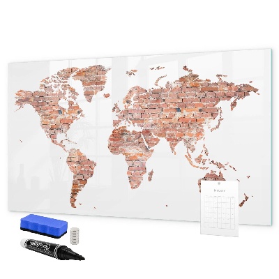 Lavagna magnetica scrivibile Mappa del mondo con foto e note