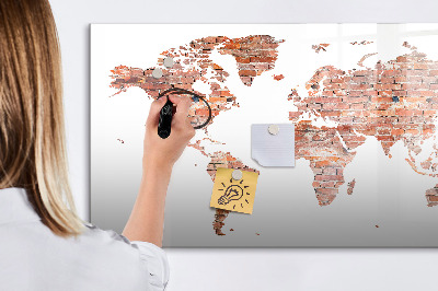 Lavagna magnetica scrivibile Mappa del mondo con foto e note