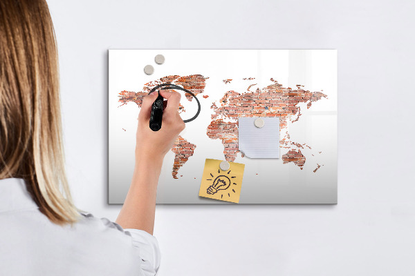 Lavagna magnetica scrivibile Mappa del mondo con foto e note