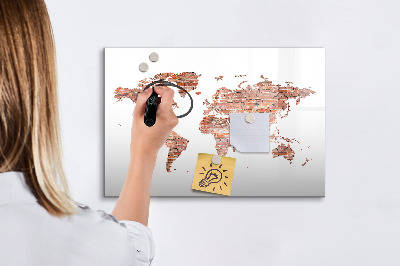 Lavagna magnetica scrivibile Mappa del mondo con foto e note