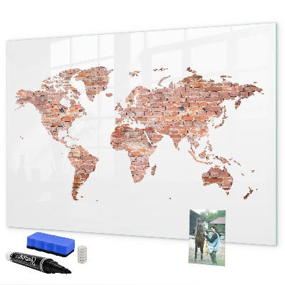 Lavagna magnetica scrivibile Mappa del mondo con foto e note