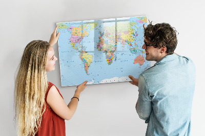 Lavagna magnetica con pennarelli Mappa del mondo con foto personali