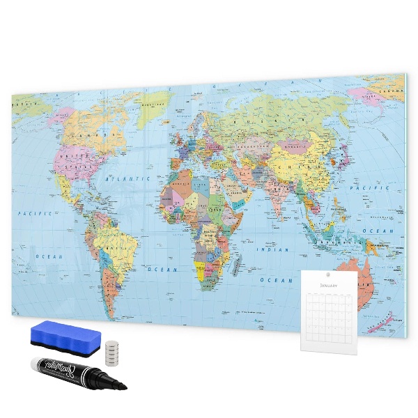 Lavagna magnetica con pennarelli Mappa del mondo con foto personali