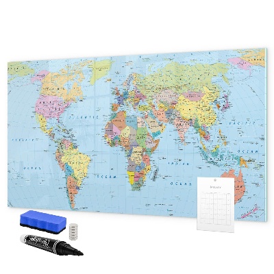 Lavagna magnetica con pennarelli Mappa del mondo con foto personali