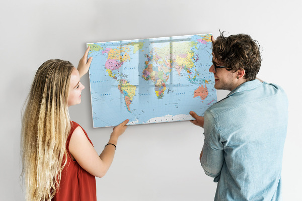 Lavagna magnetica con pennarelli Mappa del mondo con foto personali