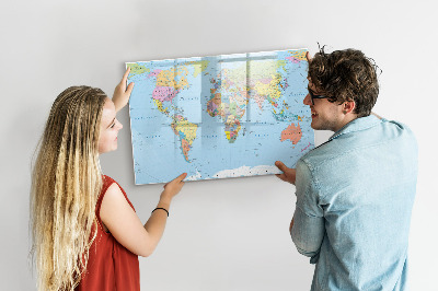 Lavagna magnetica con pennarelli Mappa del mondo con foto personali