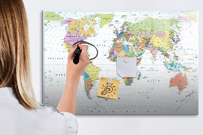 Lavagna magnetica scrivibile Mappa del mondo con foto personali