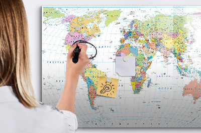 Lavagna magnetica scrivibile Mappa del mondo con foto personali