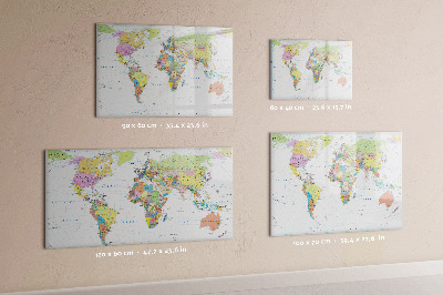 Lavagna magnetica scrivibile Mappa del mondo con foto personali