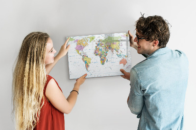 Lavagna magnetica scrivibile Mappa del mondo con foto personali