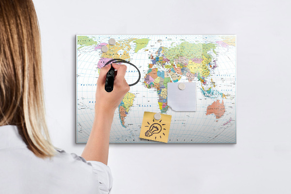 Lavagna magnetica scrivibile Mappa del mondo con foto personali