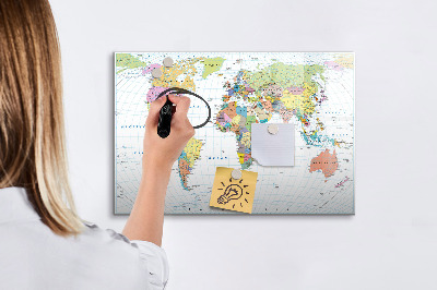 Lavagna magnetica scrivibile Mappa del mondo con foto personali
