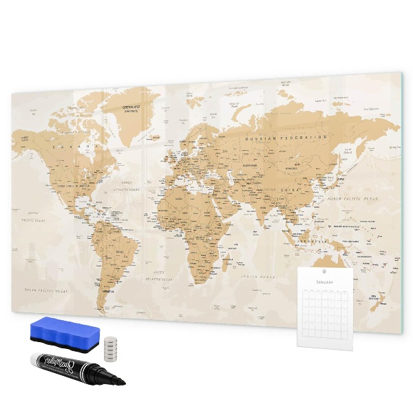 Lavagna magnetica con pennarelli Mappa di viaggio con i luoghi da segnare