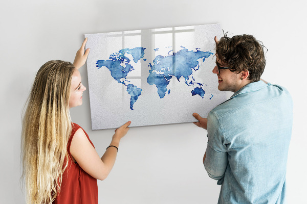 Lavagna magnetica scrivibile Una mappa del mondo con ricordi personali