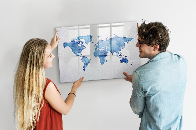 Lavagna magnetica scrivibile Una mappa del mondo con ricordi personali