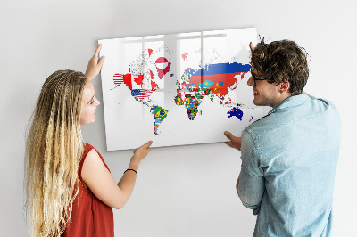 Lavagna magnetica con pennarelli Mappa del mondo con indicazione delle posizioni delle foto
