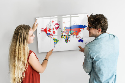 Lavagna magnetica con pennarelli Mappa del mondo con indicazione delle posizioni delle foto