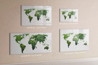 Lavagna magnetica scrivibile Mappa del mondo verde con foto
