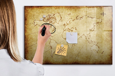 Lavagna magnetica scrivibile Una mappa del mondo con ricordi personali