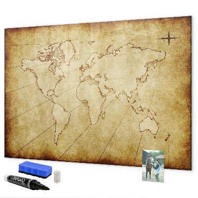 Lavagna magnetica scrivibile Una mappa del mondo con ricordi personali